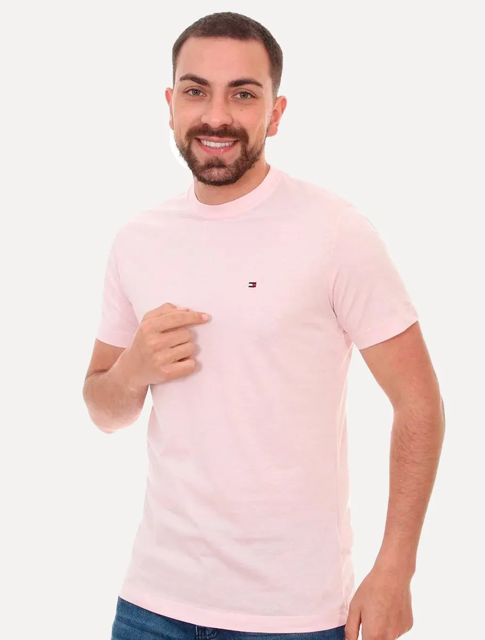 Camiseta Tommy Hilfiger Masculina Essential Cotton Icon Rosa Claro