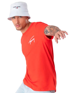 Camiseta Tommy Jeans Masculina Embroidered Signature Vermelha