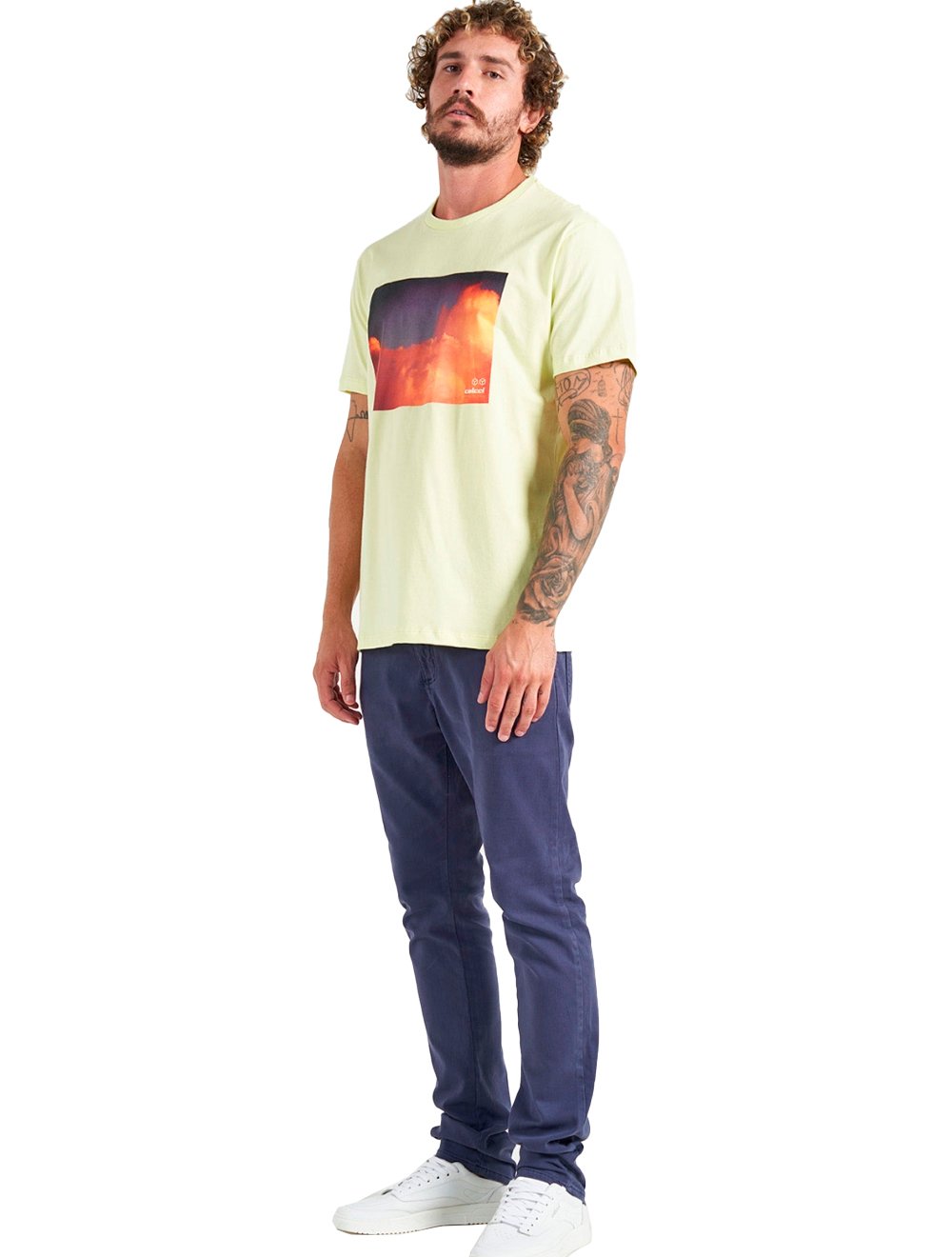 Camiseta Colcci Masculina Regular Nuvens Sunnyyellow Amarelo Claro