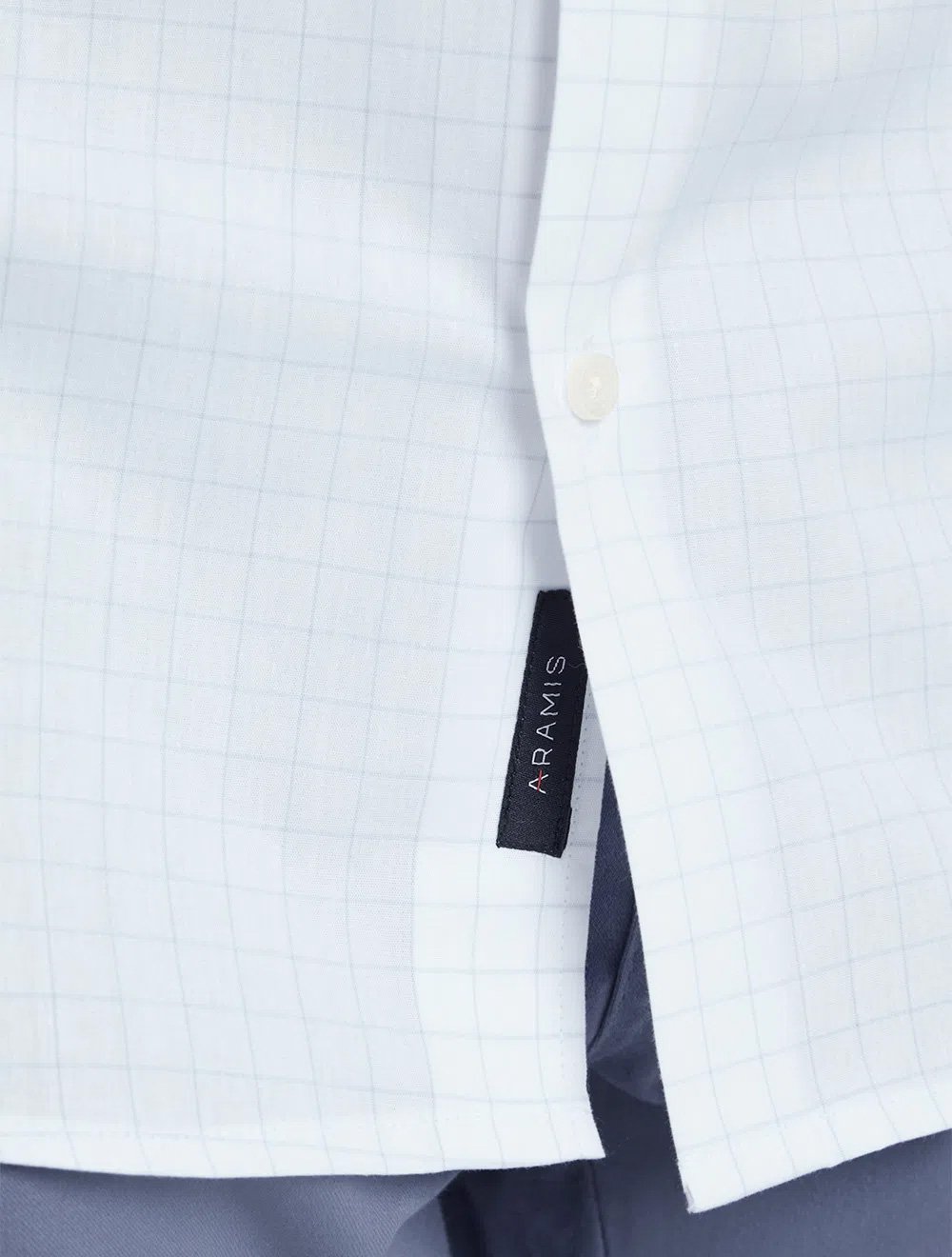Camisa Aramis Masculina Regular Tricoline Xadrez Azul/Branca