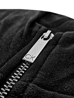 Moletom Calvin Klein Masculino Hoodie Full-Zip CK Tag Preto