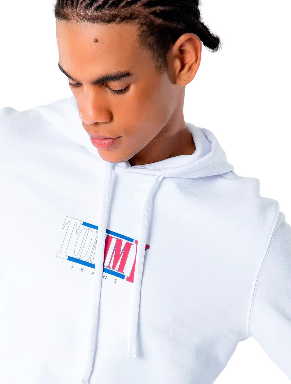 Moletom Tommy Jeans Masculino Regular Hoodie Essential Graphic Branca