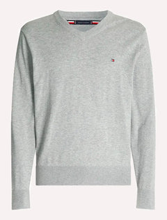 Suéter Tommy Hilfiger Masculino Signature V-Neck Cinza Mescla