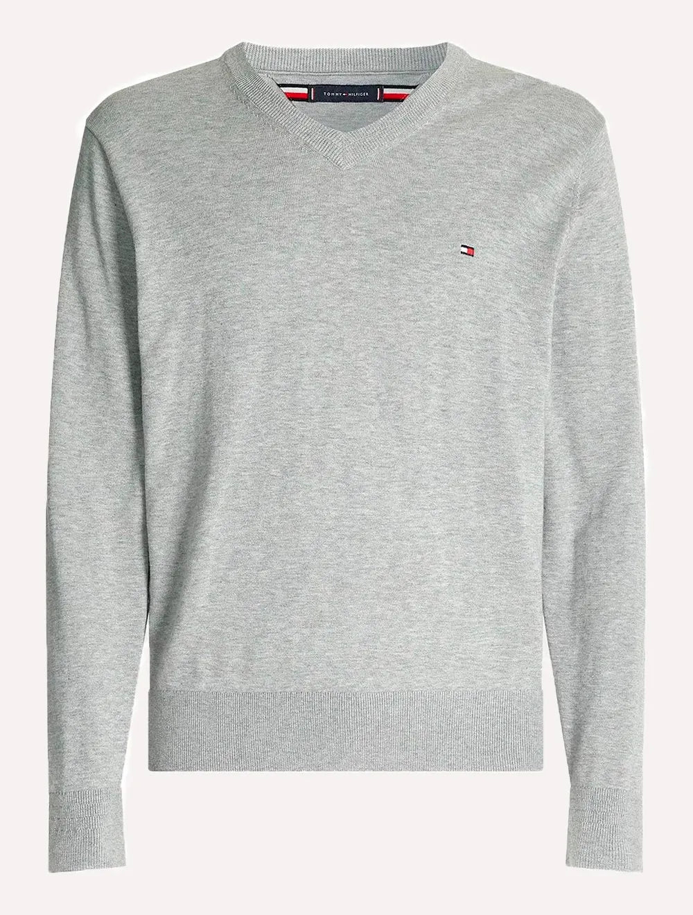 Suéter Tommy Hilfiger Masculino Signature V-Neck Cinza Mescla