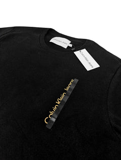 Moletom Calvin Klein Jeans Crewneck Logo Faixa Gel Preto
