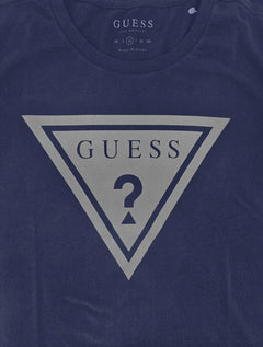 Camiseta Guess Masculina Full Gray Logo Print Azul Marinho