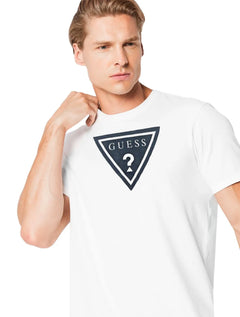 Camiseta Guess Masculina Full Navy Logo Print Branca