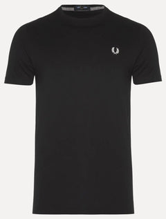Camiseta Fred Perry Masculina Regular Crewneck Logo Preta