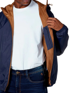 Jaqueta Dudalina Masculina Nylon Hoodie Corta Vento Azul Marinho
