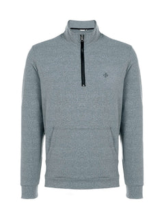Blusa Dudalina Masculina Malha Flex Meio Ziper Cinza Mescla