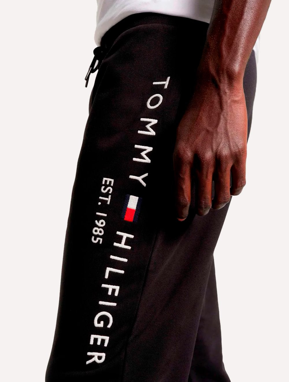 Calça Tommy Hilfiger Masculina Moletom Basic Branded Logo Preta