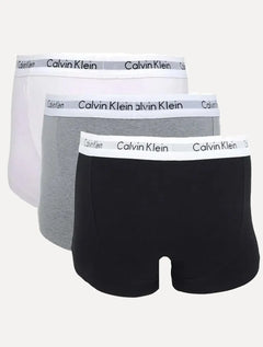 Cuecas Calvin Klein Low Rise Trunk Light Print Preta/ Branca/ Mescla Pack 3UN