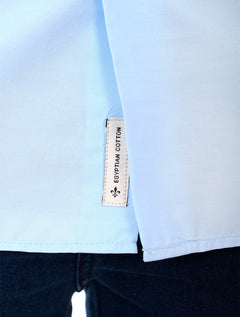 Camisa Dudalina Masculina Slim Tricoline Lisa Azul Médio