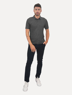 Polo Pacific Blue Masculina Basic Melange Grafite Mescla