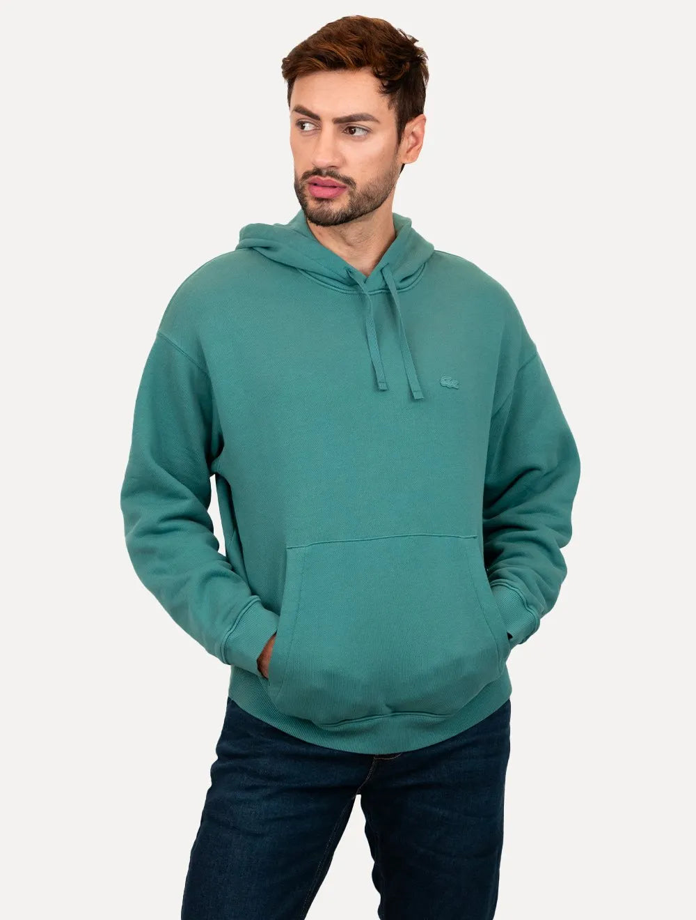 Moletom Lacoste Masculino Loose Fit Hoodie Azul Turquesa
