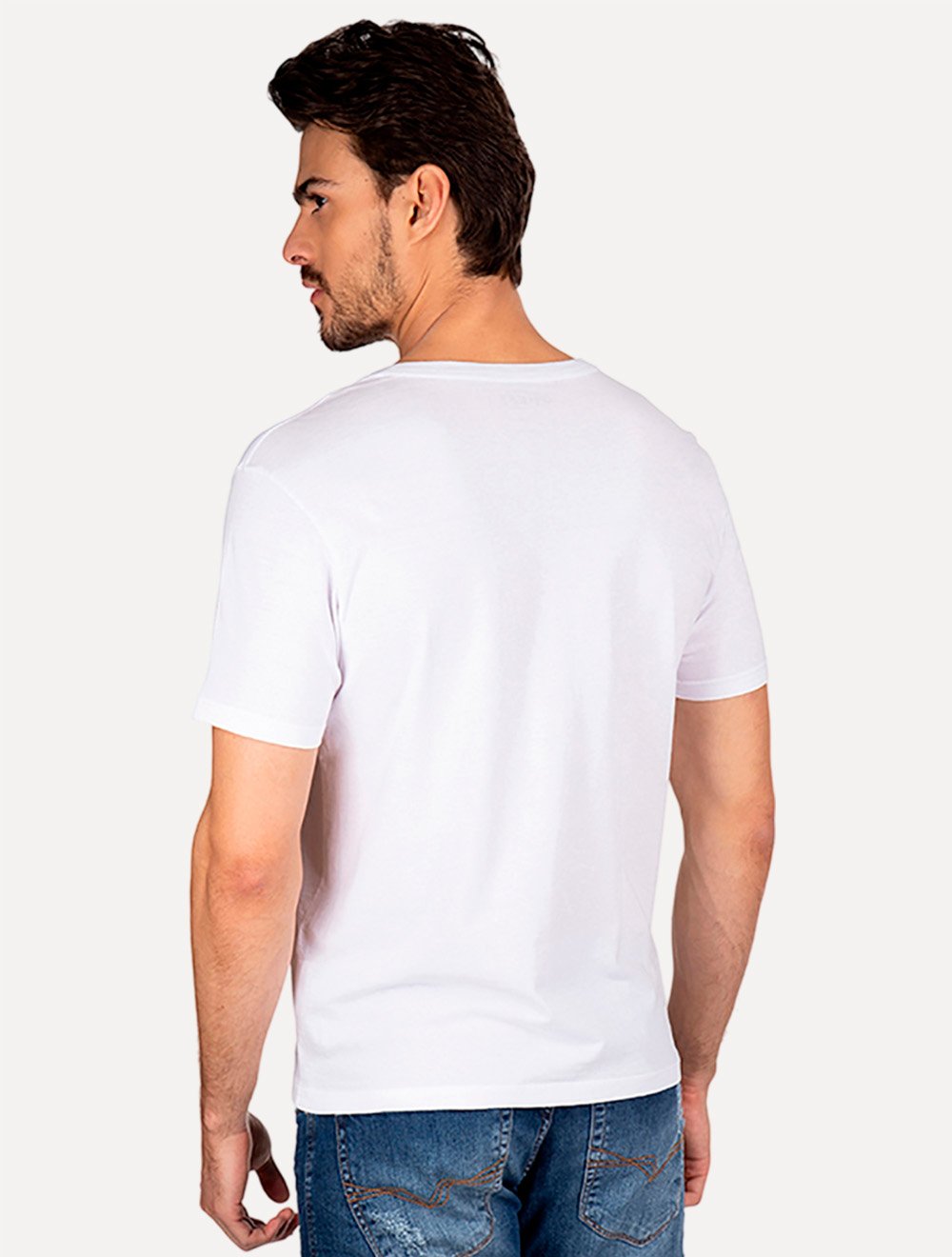 Camiseta Guess Masculina Classic Navy Logo Print Branca