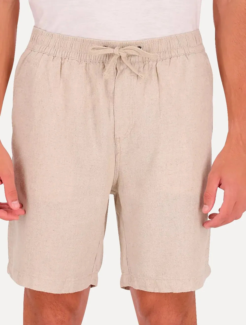 Short Calvin Klein Masculino Elástico Linen Cáqui Médio