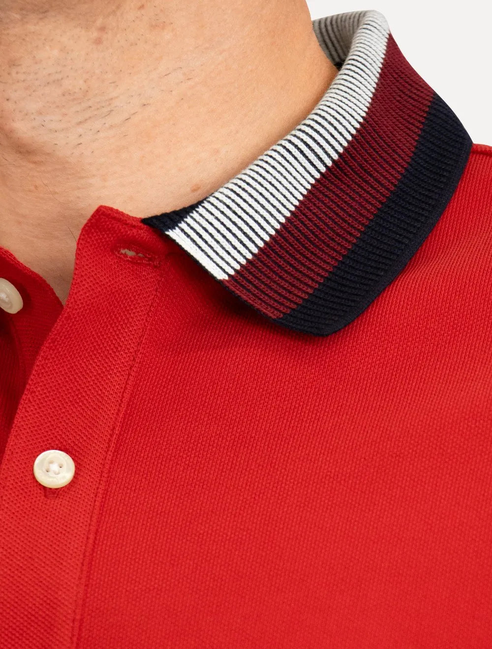 Polo Tommy Hilfiger Masculina Regular Two Tone Shade Collar Vermelha