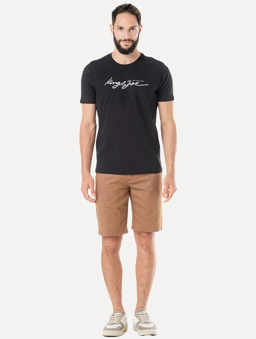 Camiseta King & Joe Masculina Slim Signature Logomania Preta