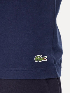Camiseta Lacoste Masculina Jersey Croco Signature Logo Azul Marinho