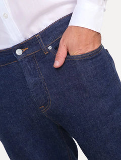 Calça Lacoste Jeans Masculina Slim Fit Cotton Denim Stretch Azul Escuro