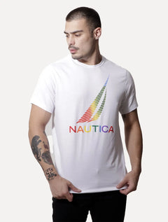 Camiseta Nautica Masculina Sail Graphic Colors Branca