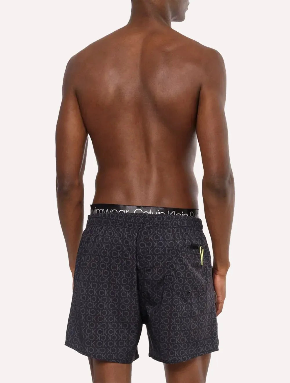 Short Calvin Klein Swimwear D'Água CK Full Logos Preta