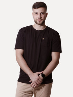 Camiseta Von der Volke Masculina Origineel Pocket Travis Preta
