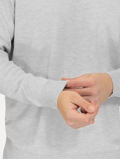 Suéter Dixen Masculino Tricot Crewneck Liso Cinza Mescla Claro