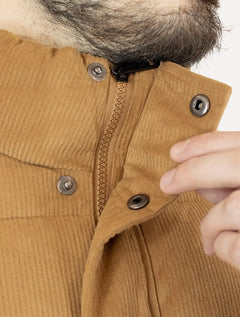 Jaqueta Dixen Masculina Puffer Veludo Cotelê Cáqui