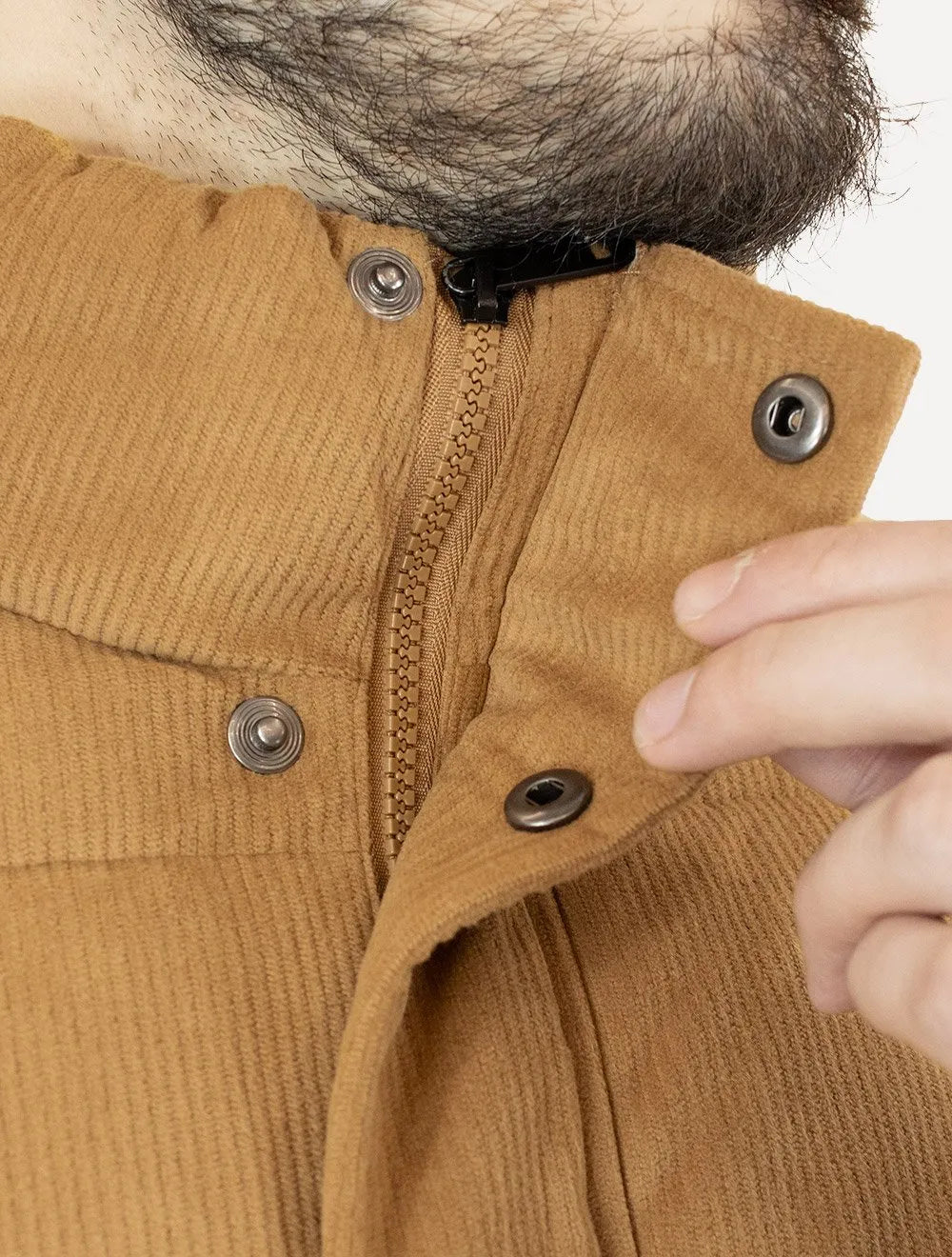 Jaqueta Dixen Masculina Puffer Veludo Cotelê Cáqui