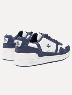 Tênis Lacoste Masculino Couro T-Clip Wht/Nvy Branco