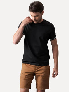 Camiseta Calvin Klein Masculina Punho Logo Preta