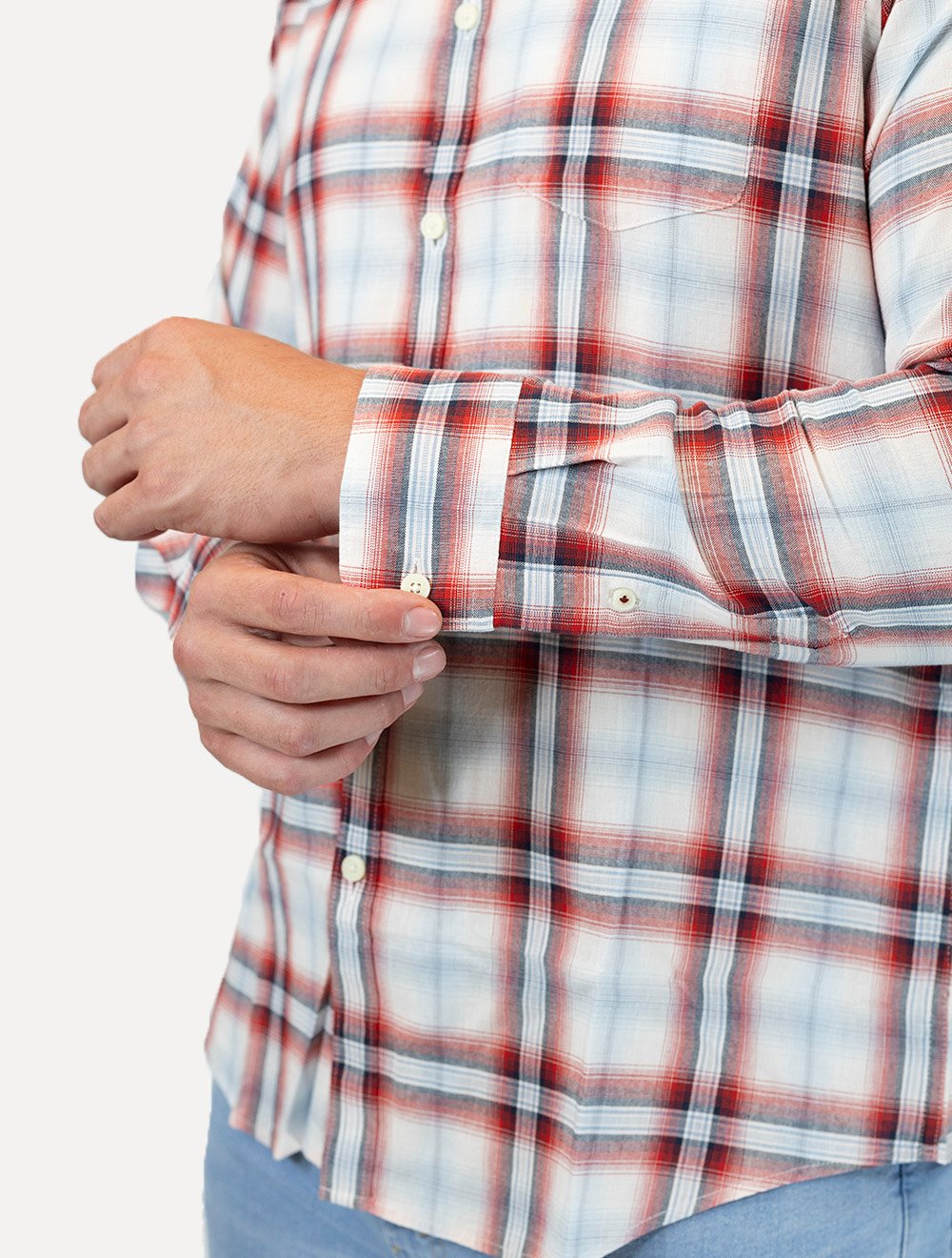 Camisa Original Penguin Masculina Regular Pocket Xadrez Vermelha