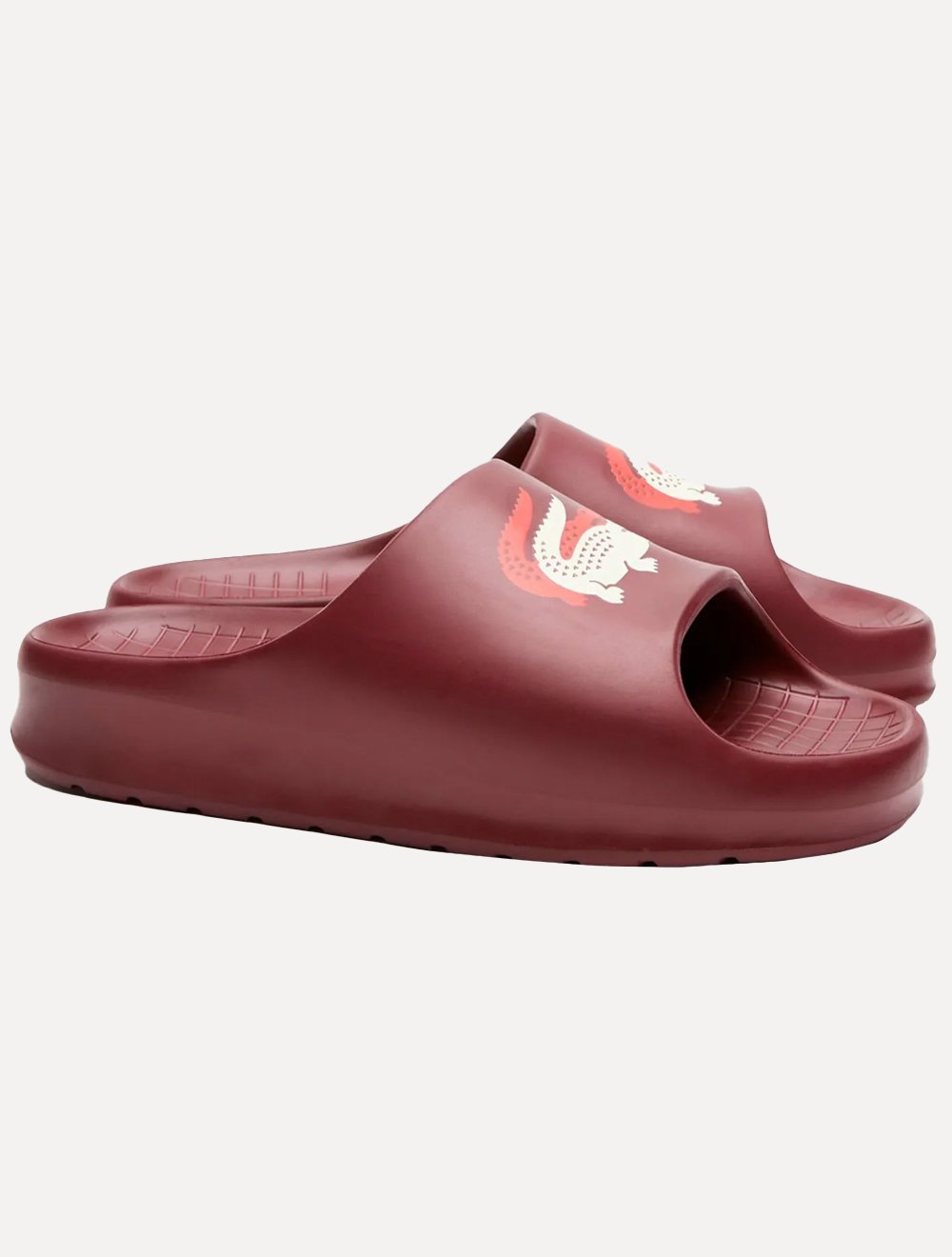 Chinelo Lacoste Masculino Slide Serve Croco Bordô