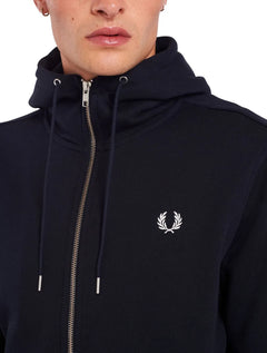 Jaqueta Fred Perry Moletom Masculina Regular Hooded Zip Through Azul Marinho