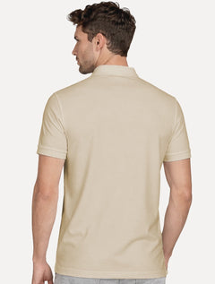 Polo Aramis Masculina Regular Basic Piquet Dark Logo Cáqui Medio