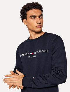 Moletom Tommy Hilfiger Masculino Fleece Logo Crewneck Azul Marinho