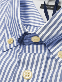 Camisa Tommy Hilfiger Masculina Regular Striped Poplin Azul Médio
