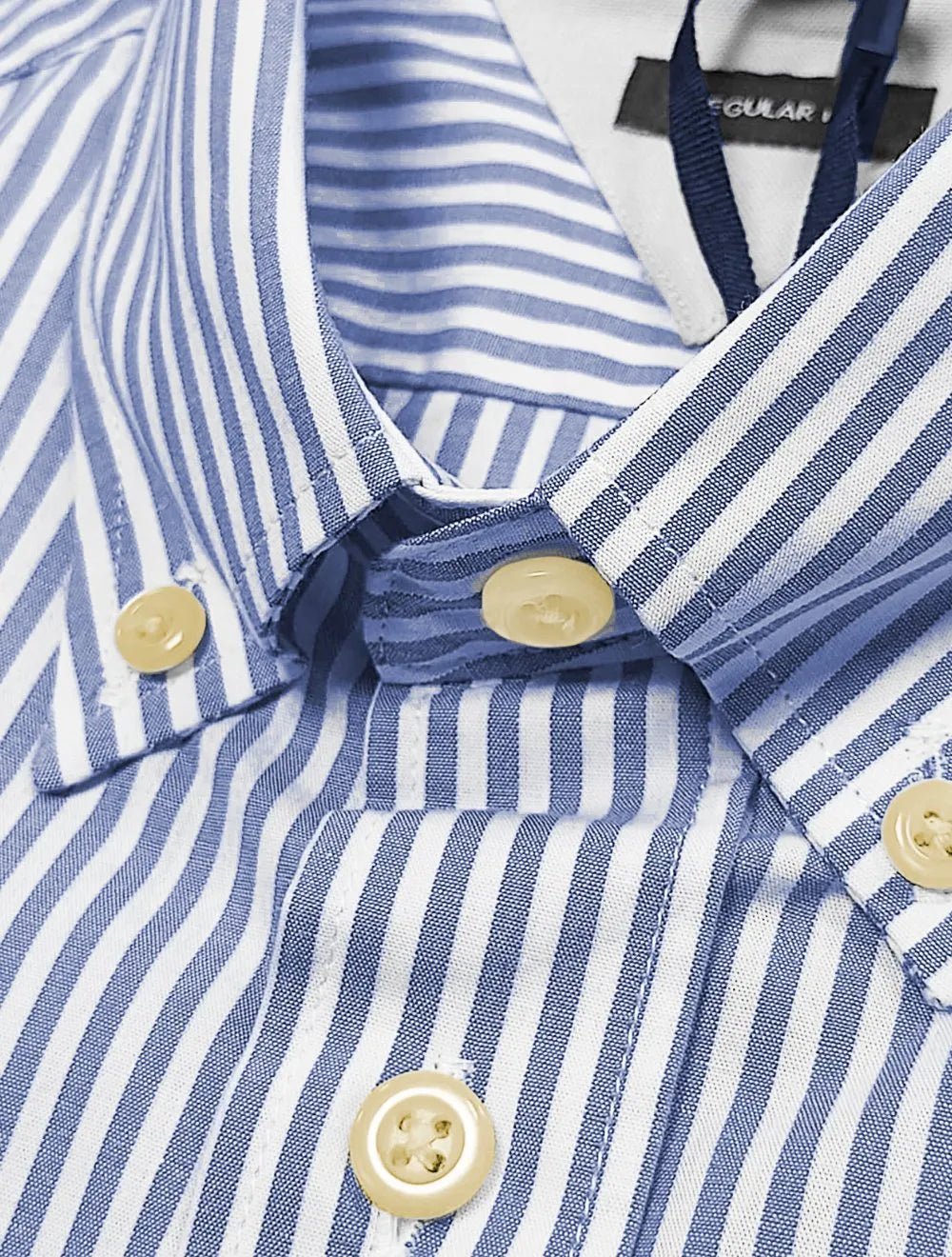 Camisa Tommy Hilfiger Masculina Regular Striped Poplin Azul Médio