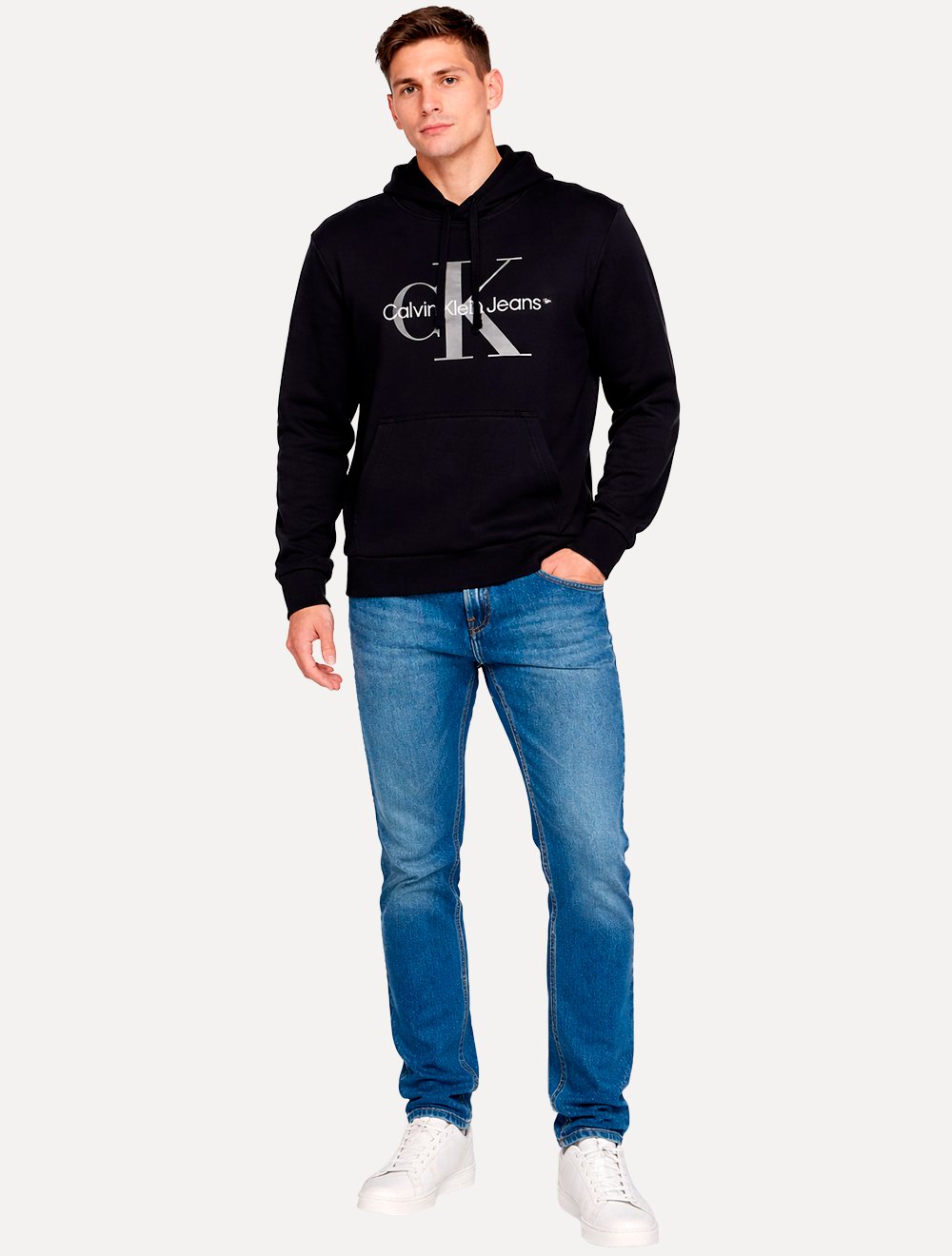 Moletom Calvin Klein Jeans Masculino Hoodie Issue Monograma Preto