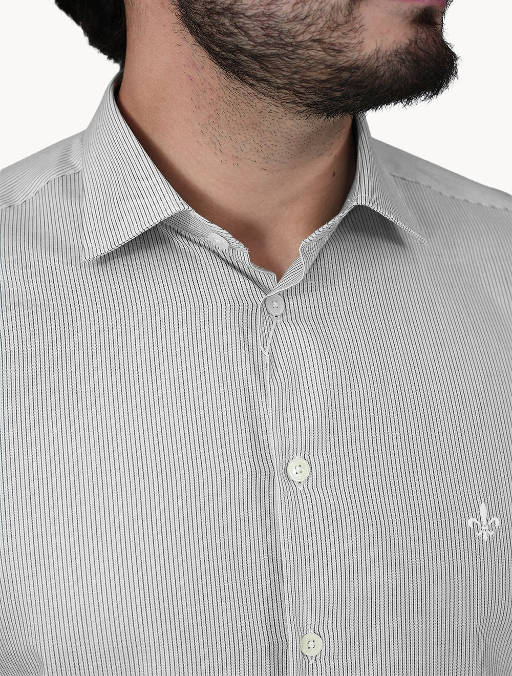 Camisa Dudalina Masculina Slim Superfine Cotton Listrada Light Verde Escuro