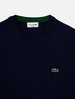 Suéter Lacoste Masculino Regular Fit Gola Redonda Logo Azul Marinho