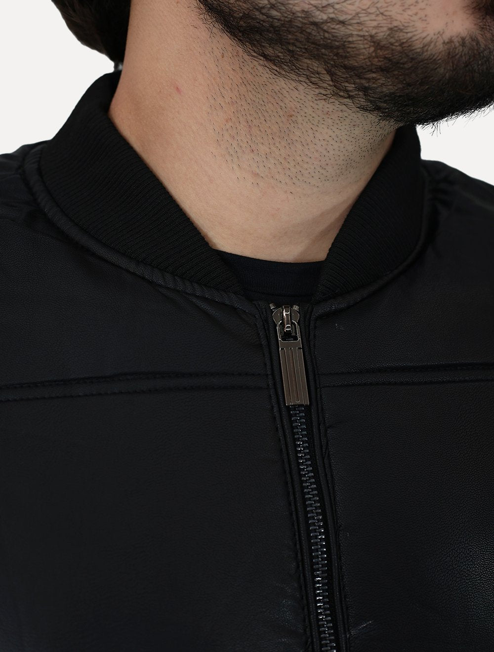 Jaqueta Dixen PU Manga Zíper Frontal Preto