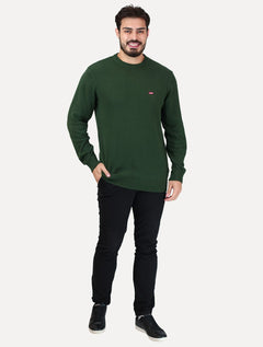 Suéter Levis Masculino Crewneck Classic Housemark Logo Verde Escuro