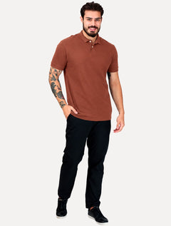 Polo Aramis Masculina Regular Basic Piquet Surton Mono Logo Terracota