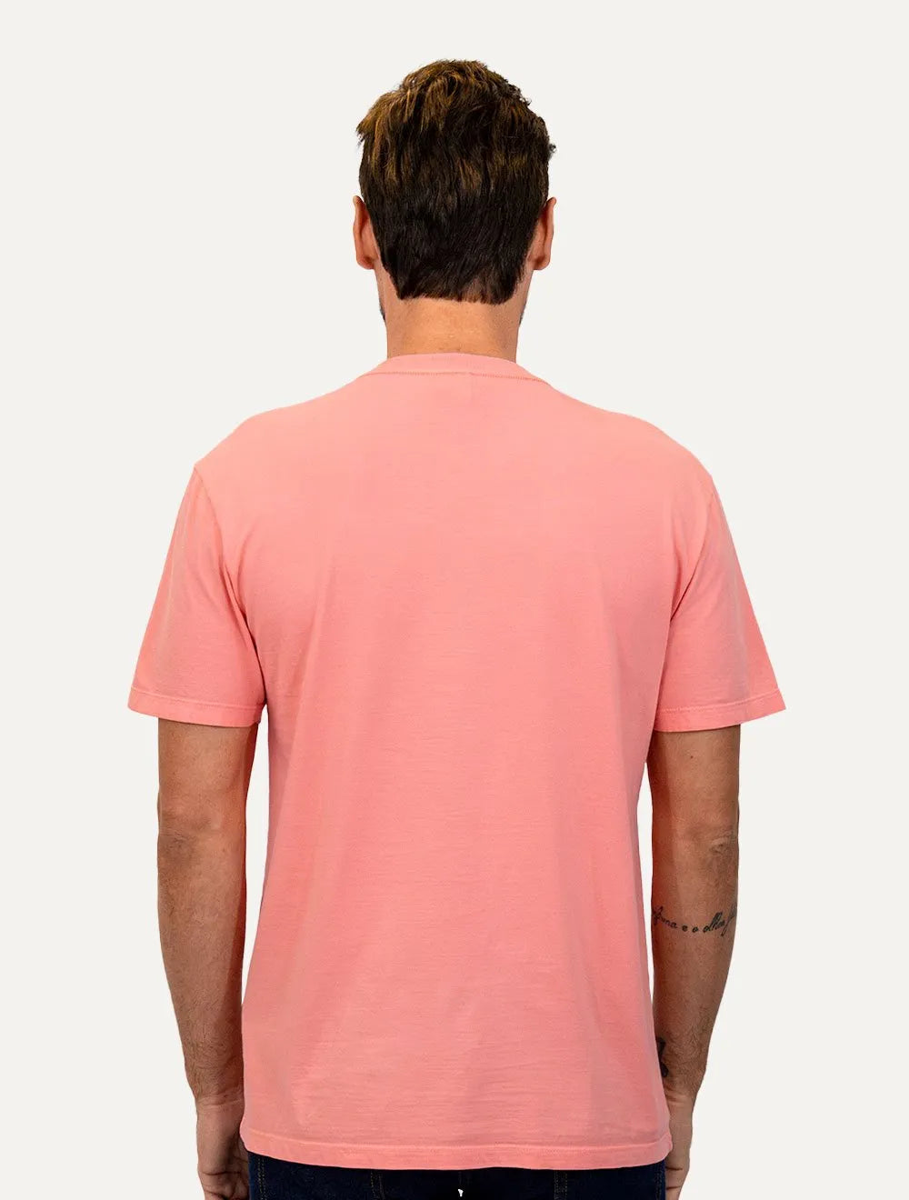 Camiseta Tommy Jeans Masculina Regular Jersey C-Neck Flag Rosa