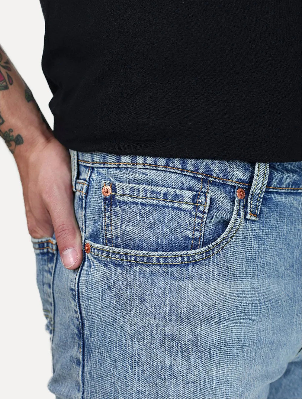 Bermuda Levis Jeans Masculina 405 Standard Shorts Stretch Azul Claro
