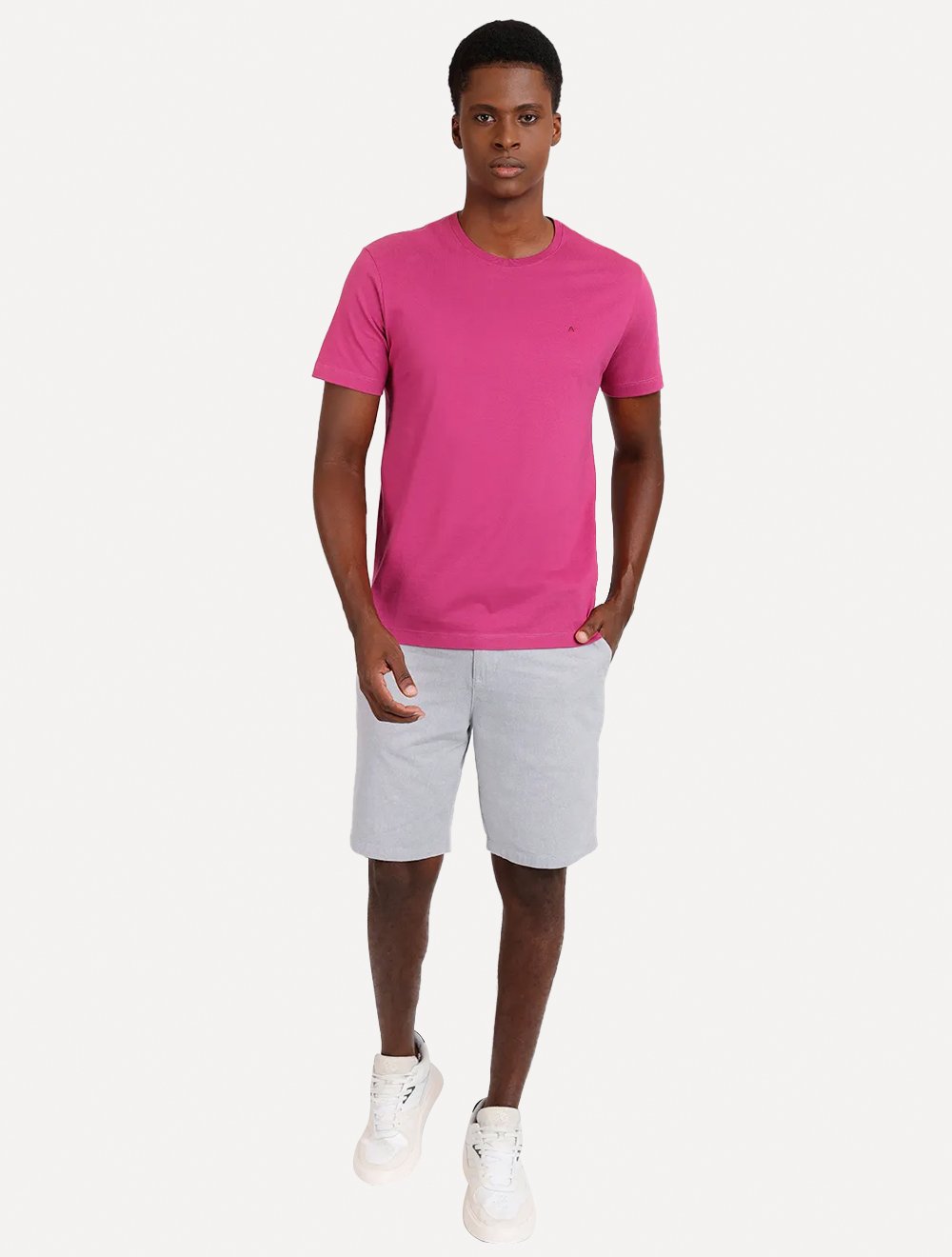 Bermuda Aramis Masculina Chino Cotton Cinza Claro Mescla