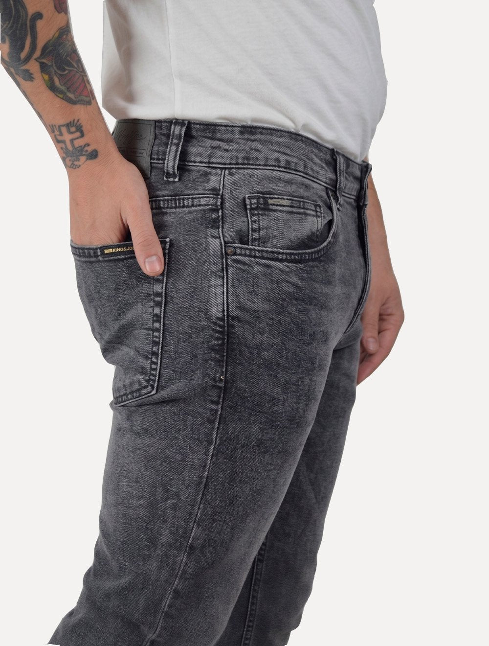 Calça King & Joe Jeans Masculina Slim Flex Black Cinza